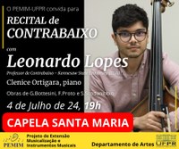 Recital de Contrabaixo com Leonardo Lopes e a profa Clenice Ortigara da Embap