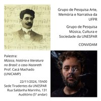 Palestra: Música, história e literatura no Brasil: o caso Nazareth