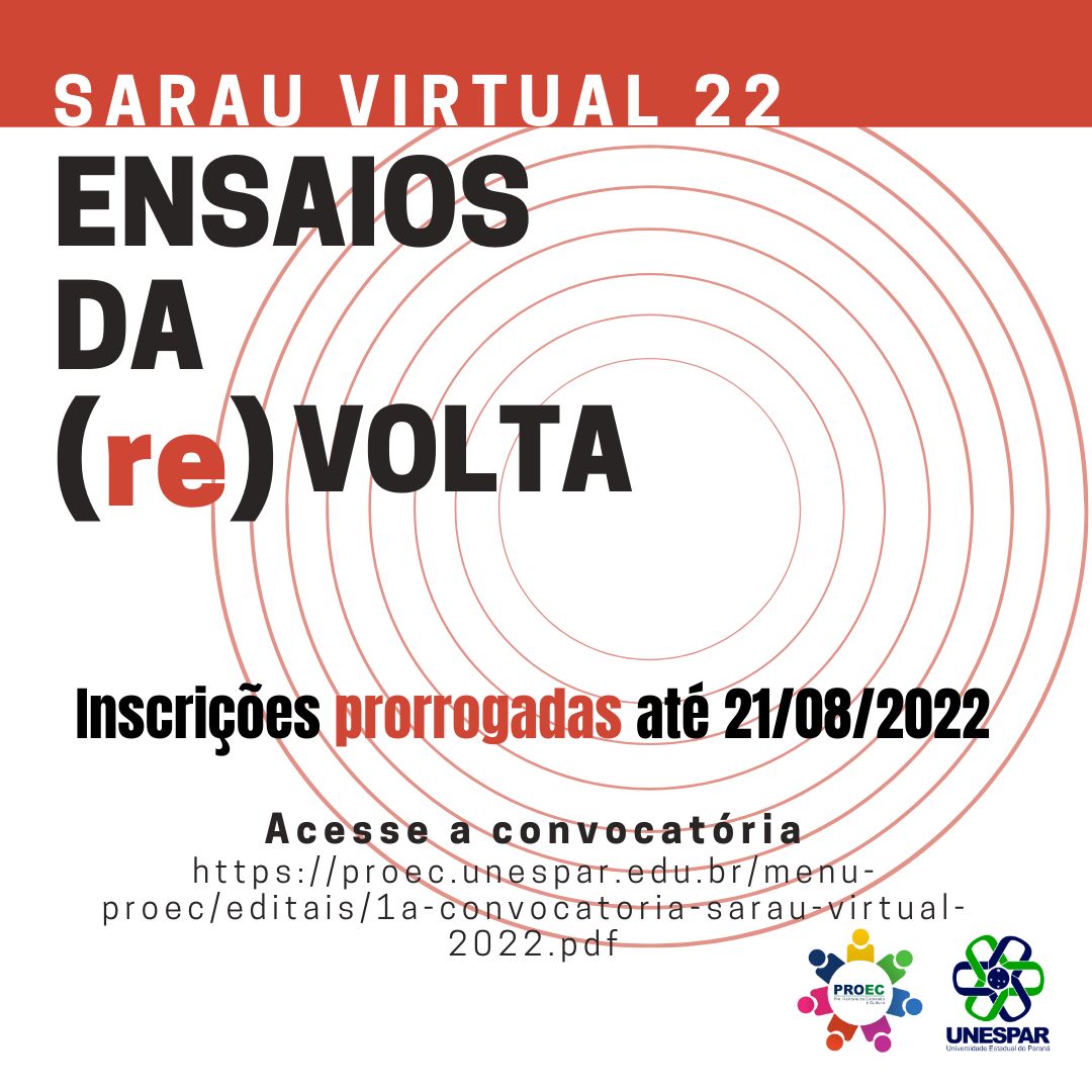 Sarau Virtual/2022 prorroga inscrições até o dia 21 de agost